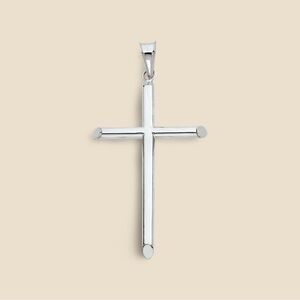 14K Real White Gold Cross Pendant | Elegant Religious Jewelry |
